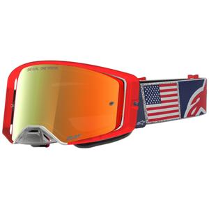 Γυαλιά motocross Alpinestars Supertech Fiftyfold μπλε-κόκκινο-λευκό με κόκκινο πλεξιγκλάς καθρέφτη