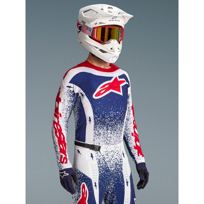 Φανέλα Alpinestars Techstar περιορισμένης έκδοσης Unity motocross κόκκινο-λευκό-μπλε
