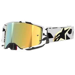 Alpinestars Supertech Corp λευκά και χρυσά γυαλιά motocross με χρυσό φακό με καθρέφτη