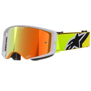 Alpinestars Supertech Corp fluo κίτρινο-γκρι γυαλιά motocross με κόκκινο φακό με καθρέφτη