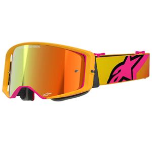 Alpinestars Supertech Corp γυαλιά motocross κίτρινο-ροζ με κόκκινο φακό με καθρέφτη