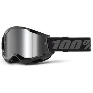 Γυαλιά Motocross 100% STRATA 2 Νέα μαύρα (ασημί plexi)