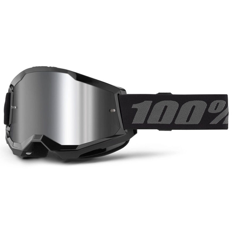 Γυαλιά Motocross 100% STRATA 2 Νέα μαύρα (ασημί plexi)
