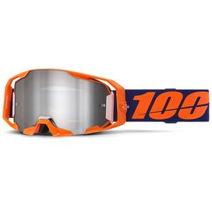 100% ARmatic Neon πορτοκαλί γυαλιά motocross με ασημί καθρέφτη plexi