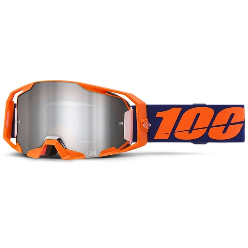 100% ARmatic Neon πορτοκαλί γυαλιά motocross με ασημί καθρέφτη plexi