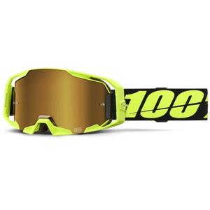 Γυαλιά Motocross 100% ARmatic Neon Yellow με χρυσό αληθινό πλεξιγκλάι