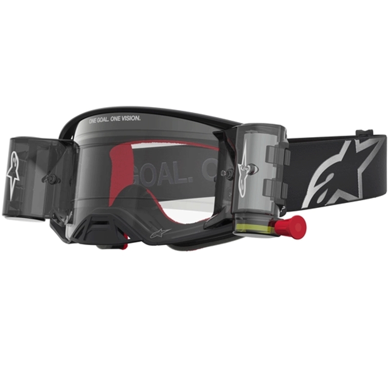 Γυαλιά motocross Alpinestars Supertech ROLL-OFF μαύρο-ασημί με διαφανές πλεξιγκλάς