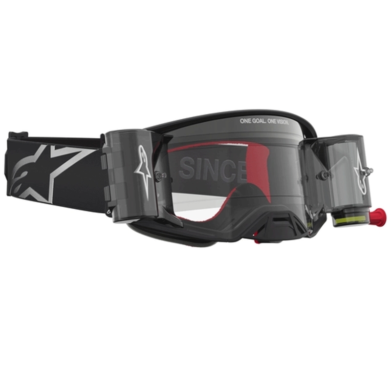 Γυαλιά motocross Alpinestars Supertech ROLL-OFF μαύρο-ασημί με διαφανές πλεξιγκλάς