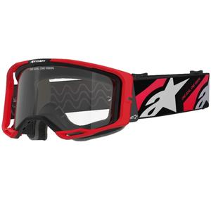Alpinestars Vision 8 Luar κόκκινα και μαύρα γυαλιά motocross με διαφανή φακό