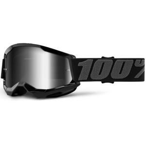 Παιδικά γυαλιά motocross 100% STRATA 2 μαύρο (ασημί καθρέφτης plexi)