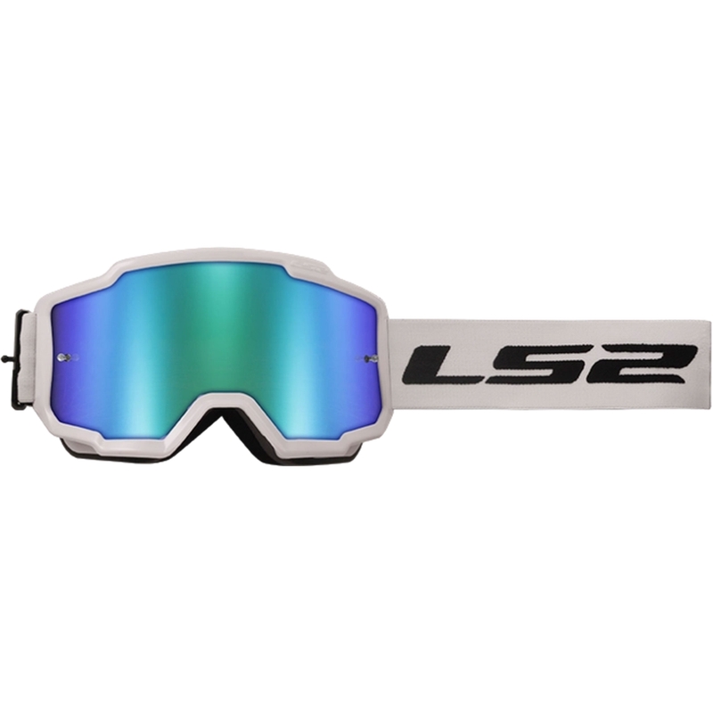 Γυαλιά motocross LS2 Charger H-V λευκά με πράσινο ιριδίο plexi