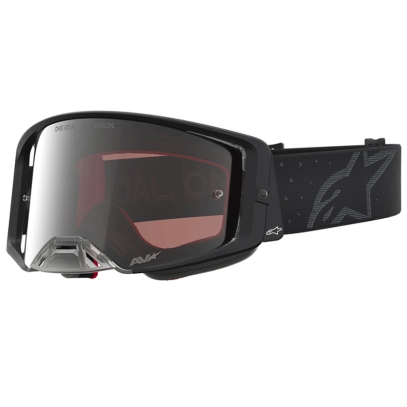 Γυαλιά motocross Alpinestars Supertech Cloak μαύρα με καθρέφτη ασημί πλεξιγκλάς