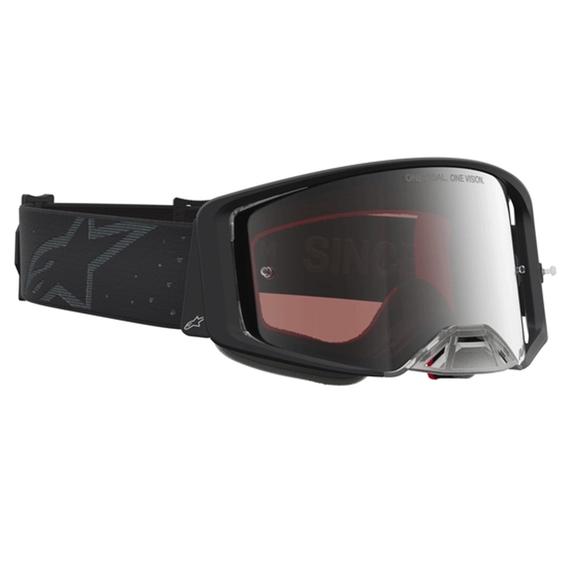 Γυαλιά motocross Alpinestars Supertech Cloak μαύρα με καθρέφτη ασημί πλεξιγκλάς