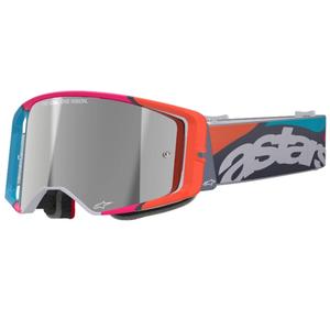 Γυαλιά motocross Alpinestars Supertech Stream γκρι-πολύχρωμα με ασημί φακό καθρέφτη
