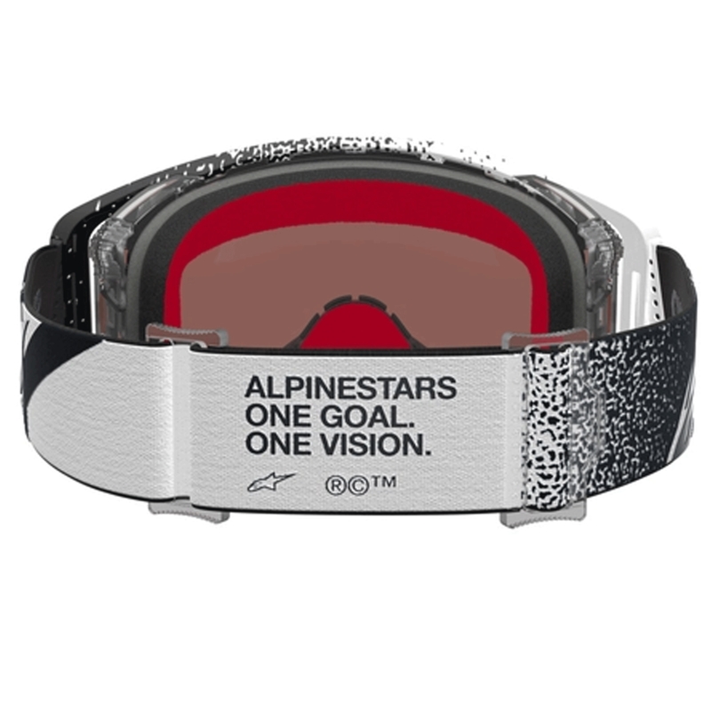 Γυαλιά motocross Alpinestars Supertech λευκά-μαύρα με καθρέφτη ασημί πλεξιγκλάς