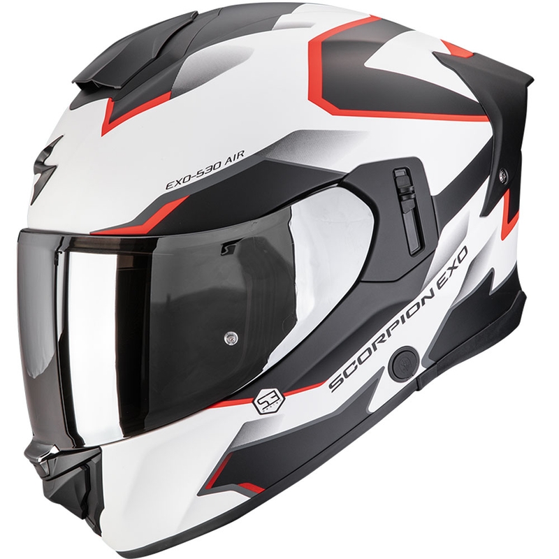Κράνος μοτοσικλέτας Scorpion EXO-530 Air Clip full face ματ λευκό-μαύρο-κόκκινο - II. ποιότητα