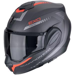 Πτυσσόμενο κράνος μοτοσικλέτας Scorpion EXO-TECH EVO CARBON COSY ματ μαύρο-κόκκινο - II. ποιότητα