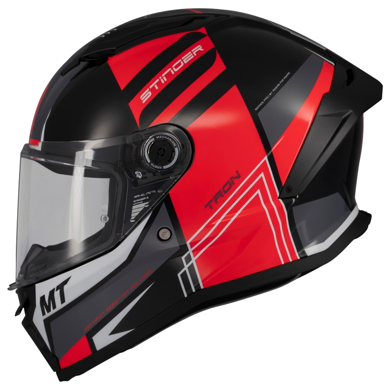 MT Stinger 2 Tron integral κράνος μοτοσικλέτας μαύρο-κόκκινο-γκρι - II. ποιότητα