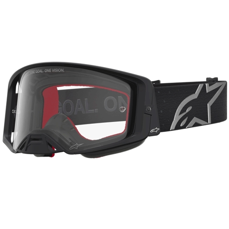 Γυαλιά motocross Alpinestars Supertech Vesta μαύρο-ασημί με διαφανές πλεξιγκλάς