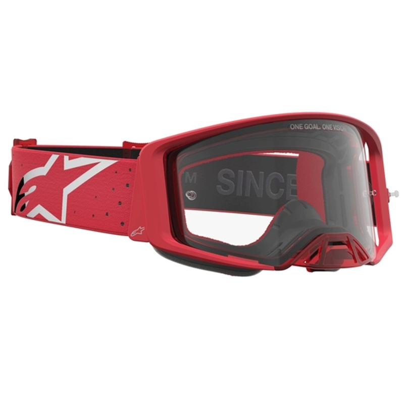 Γυαλιά motocross Alpinestars Supertech Vesta φθορίζοντα κόκκινα-χρωμιωμένα (διαφανές πλεξιγκλάς)