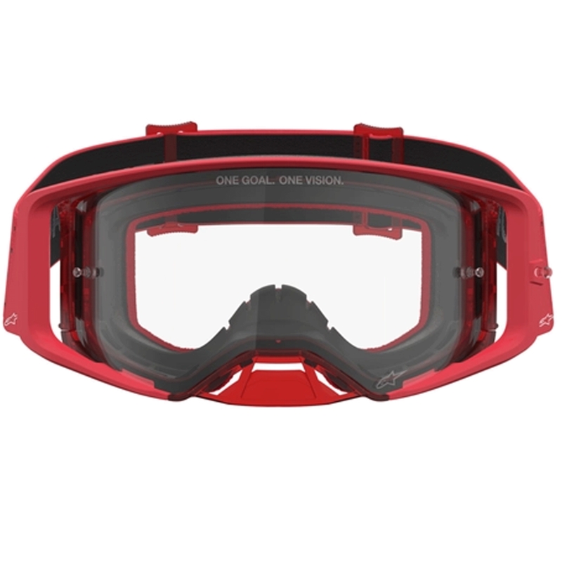 Γυαλιά motocross Alpinestars Supertech Vesta φθορίζοντα κόκκινα-χρωμιωμένα (διαφανές πλεξιγκλάς)
