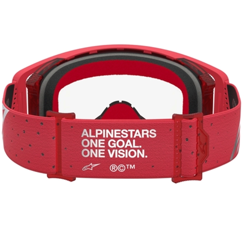 Γυαλιά motocross Alpinestars Supertech Vesta φθορίζοντα κόκκινα-χρωμιωμένα (διαφανές πλεξιγκλάς)