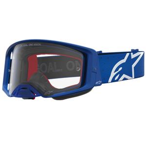 Γυαλιά motocross Alpinestars Supertech Vesta μπλε-λευκά με διαφανές πλεξιγκλάς