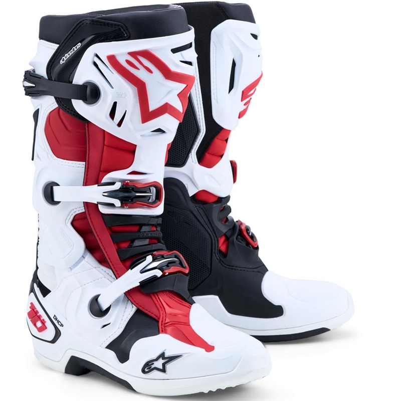 Μπότες motocross Alpinestars TECH 10 λευκές-μαύρες-κόκκινες