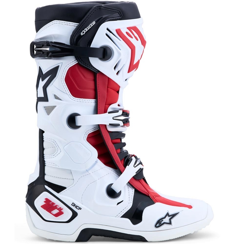 Μπότες motocross Alpinestars TECH 10 λευκές-μαύρες-κόκκινες