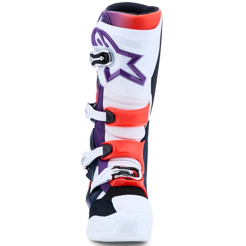 Μπότες motocross Alpinestars TECH 7 μωβ-λευκό-σκούρο μπλε-φλουορ κόκκινο