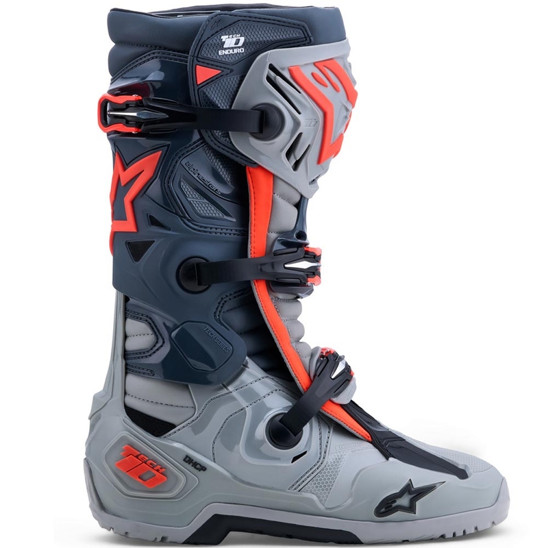 Μπότες Μοτοσικλέτας Alpinestars Tech 10 Enduro Γκρι-Σκούρο Γκρι-Φλου Κόκκινο
