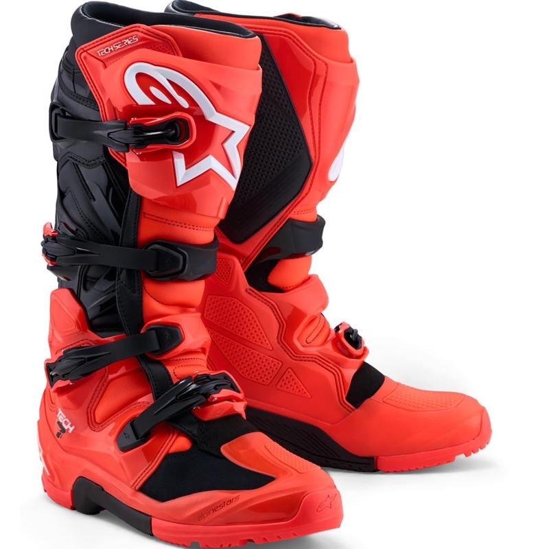 Μπότες μοτοσικλέτας Alpinestars TECH 7 Enduro fluorescent κόκκινο-μαύρο
