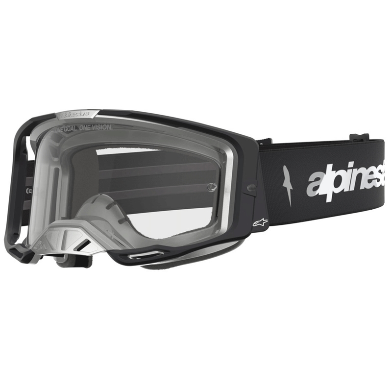 Γυαλιά motocross Alpinestars Vision 8 Amber μαύρο-ασημί με διαφανές πλεξιγκλάς