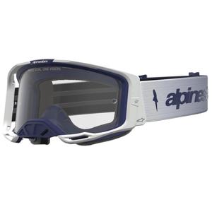 Γυαλιά motocross Alpinestars Vision 8 Amber μπλε-λευκά με διαφανές πλεξιγκλάς