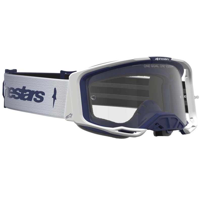 Γυαλιά motocross Alpinestars Vision 8 Amber μπλε-λευκά με διαφανές πλεξιγκλάς