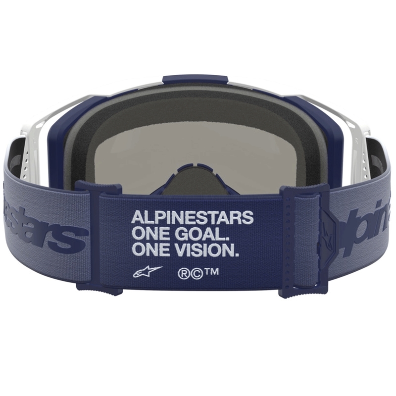Γυαλιά motocross Alpinestars Vision 8 Amber μπλε-λευκά με διαφανές πλεξιγκλάς