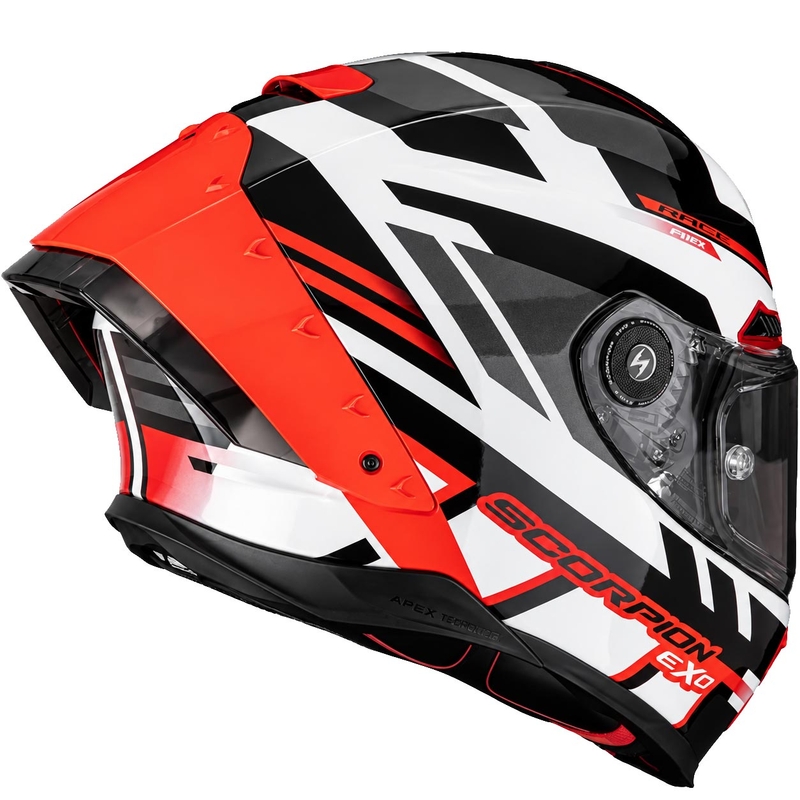 Κράνος μοτοσικλέτας Scorpion EXO-RACE Air Carbon Fury full-face λευκό-ασημί-κόκκινο