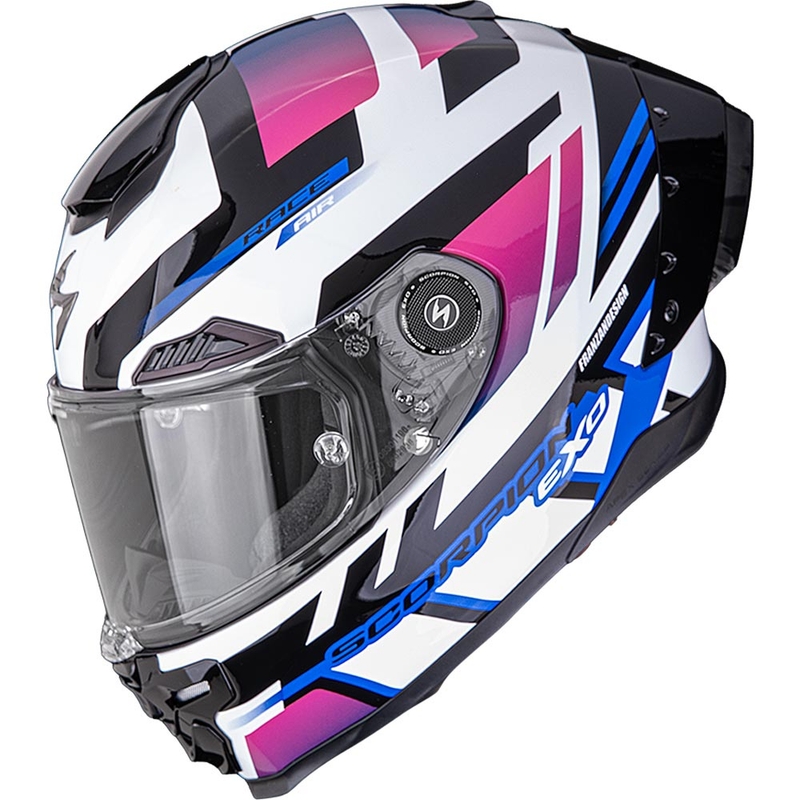 Κράνος μοτοσικλέτας Scorpion EXO-RACE Air Carbon Fury full face λευκό-ροζ-μπλε