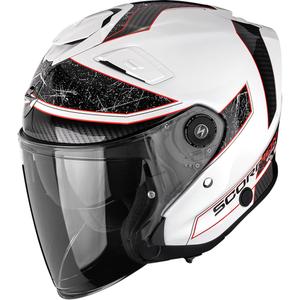 Κράνος μοτοσικλέτας ανοιχτού τύπου Scorpion EXO-GT Jet Crest λευκό-κόκκινο