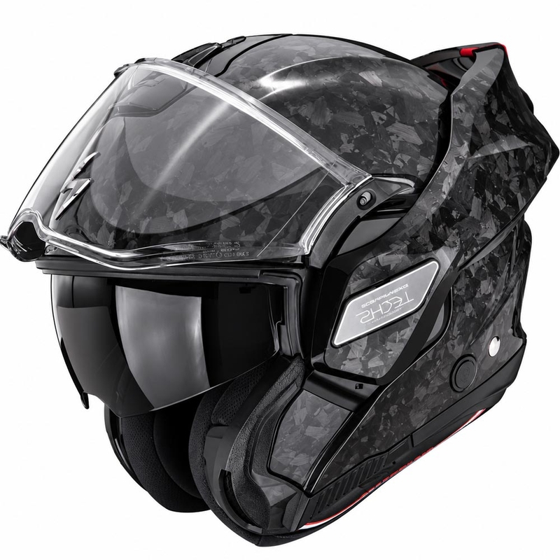 Κράνος μοτοσικλέτας Scorpion EXO-TECH II Onyx Carbon, μαύρο, αναδιπλούμενο