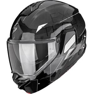 Κράνος μοτοσικλέτας Scorpion EXO-TECH II Carbon Viator αναδιπλούμενο μαύρο-ασημί