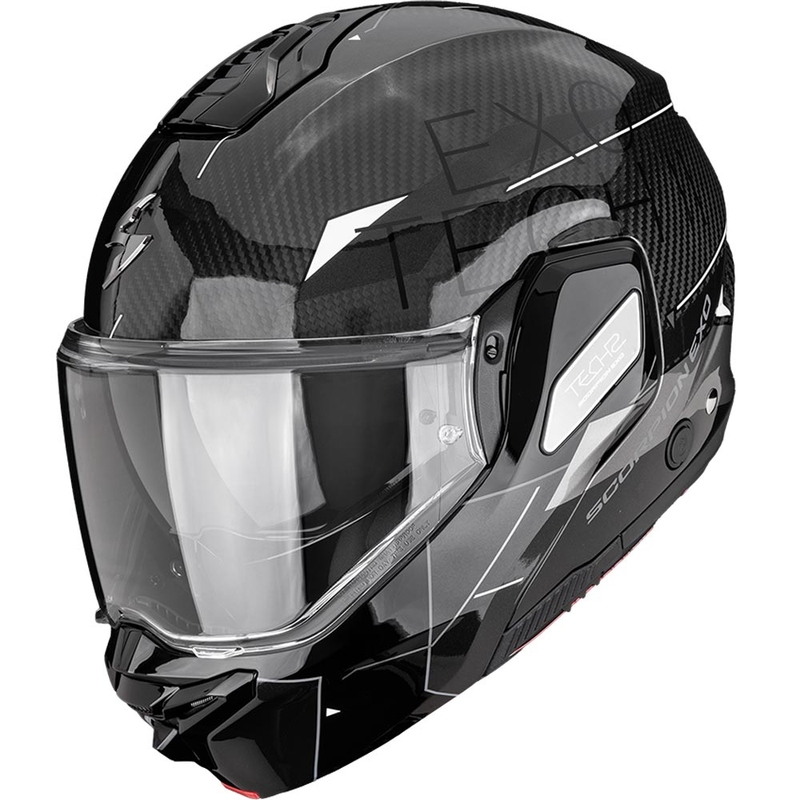 Κράνος μοτοσικλέτας Scorpion EXO-TECH II Carbon Viator αναδιπλούμενο μαύρο-ασημί