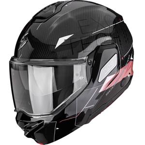 Κράνος μοτοσικλέτας Scorpion EXO-TECH II Carbon Viator αναδιπλούμενο μαύρο-ροζ