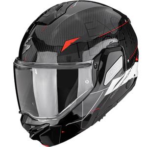 Κράνος μοτοσικλέτας Scorpion EXO-TECH II Carbon Viator αναδιπλούμενο μαύρο-άσπρο-κόκκινο