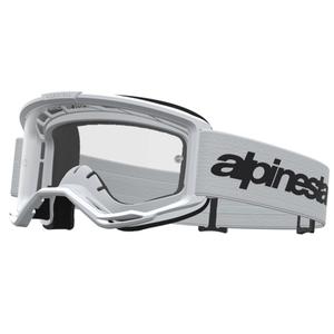Γυαλιά motocross Alpinestars Vision 3 Wordmark λευκά-μαύρα με διαφανές πλεξιγκλάς