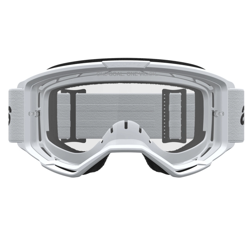 Γυαλιά motocross Alpinestars Vision 3 Wordmark λευκά-μαύρα με διαφανές πλεξιγκλάς