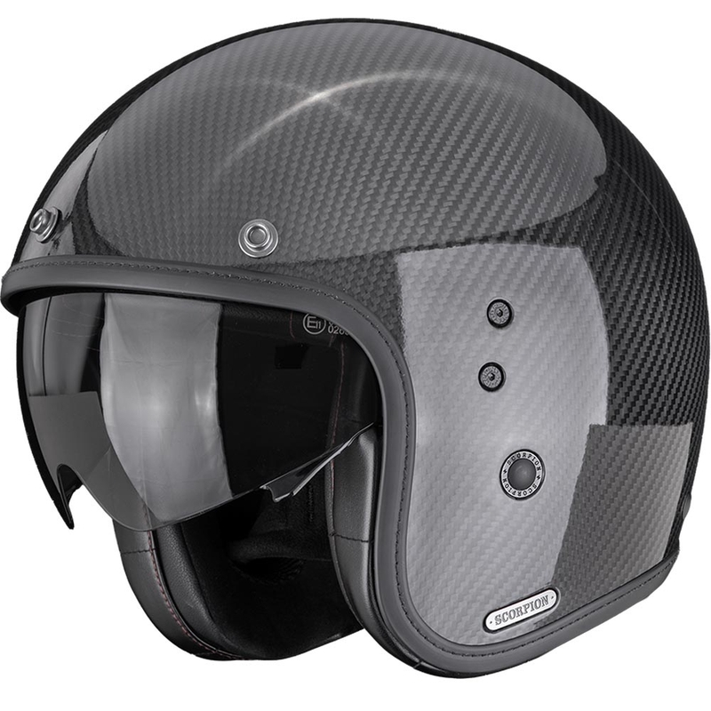 Κράνος μοτοσικλέτας Scorpion Belfast II Carbon Solid Open Face, μαύρο