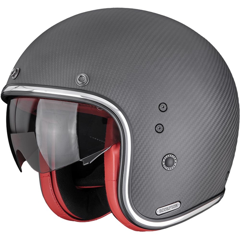 Κράνος Μοτοσικλέτας Scorpion Belfast II Carbon Solid Open Face Ματ Μαύρο-Κόκκινο