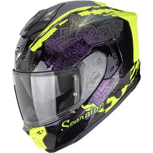 Κράνος μοτοσικλέτας Scorpion EXO-1500 Air Vortex full-face μαύρο-φλουορ κίτρινο-χαμαιλέοντας