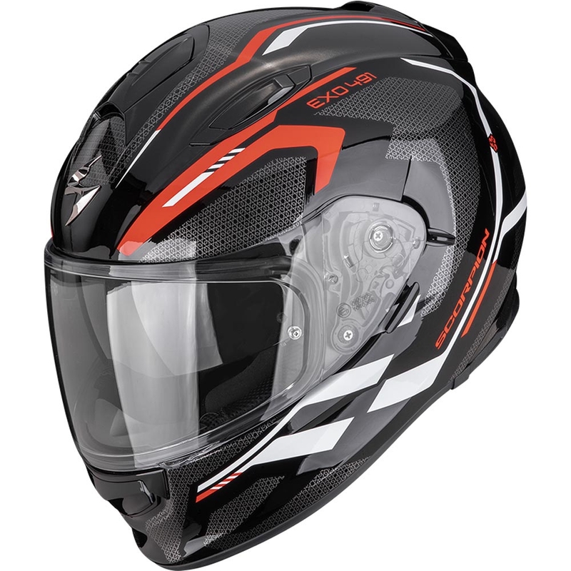 Κράνος μοτοσικλέτας Scorpion EXO-491 KRYPTA full face μαύρο-κόκκινο-λευκό